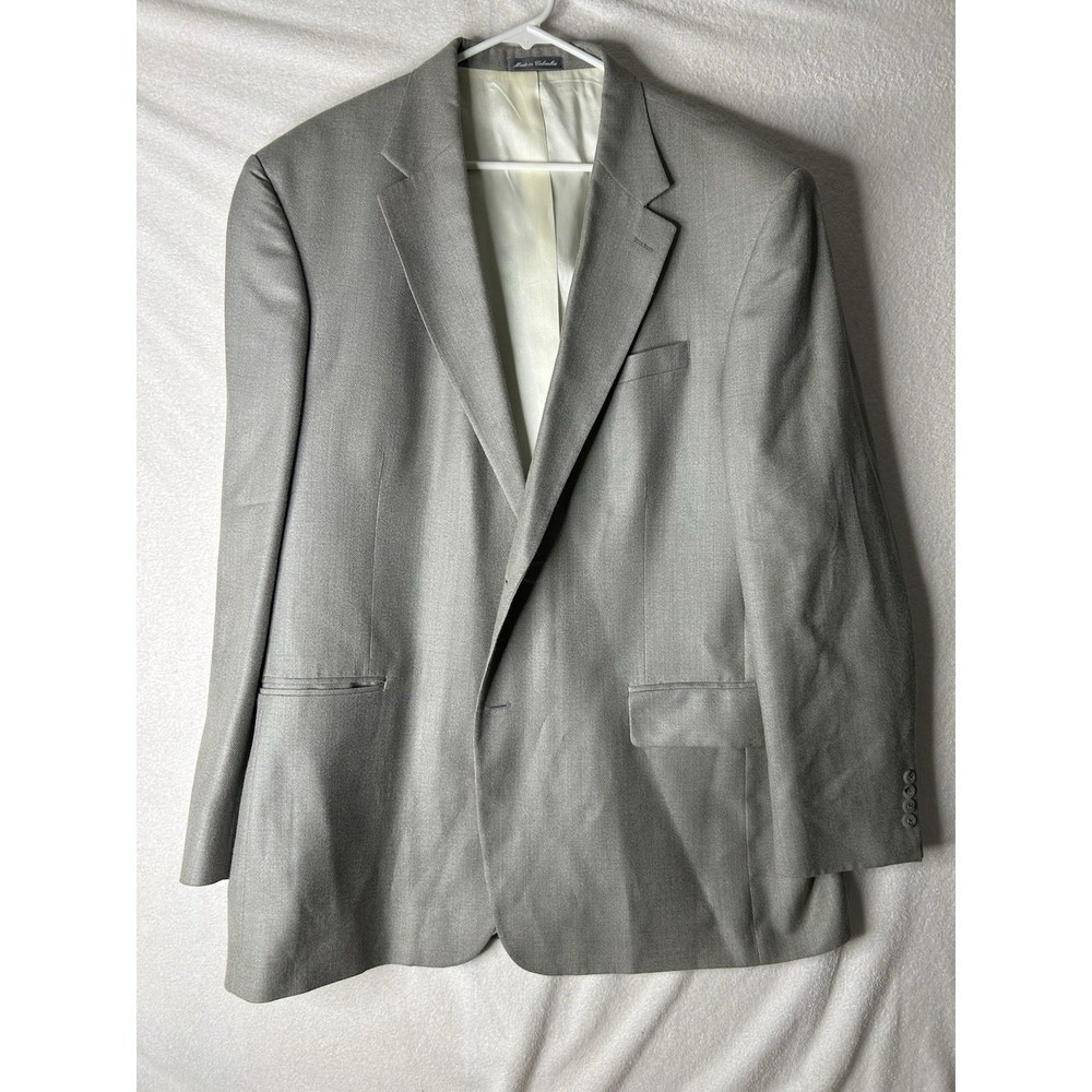 Oscar de La Renta Men's Gray W/ Brown Undertones Sport Jacket Coat Blazer 48L